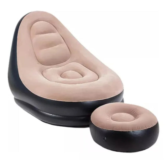 Kit Sofá Inflável Impermeável + Puff Almofada + Bomba de Ar