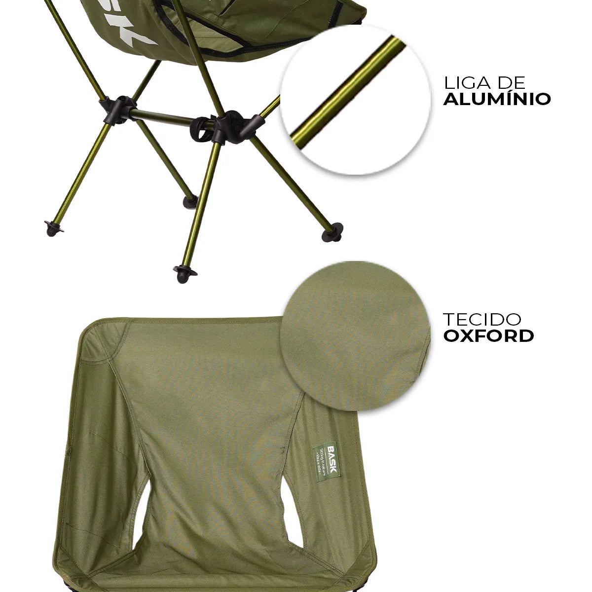 Cadeira Dobrável Ultraleve Bask: Alumínio, Oxford e Suporte de até 150kg