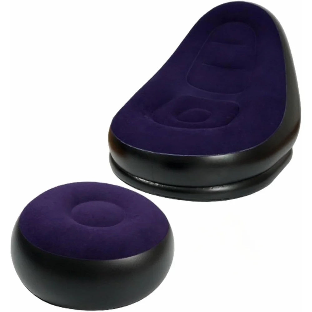 Kit Sofá Inflável Impermeável + Puff Almofada + Bomba de Ar