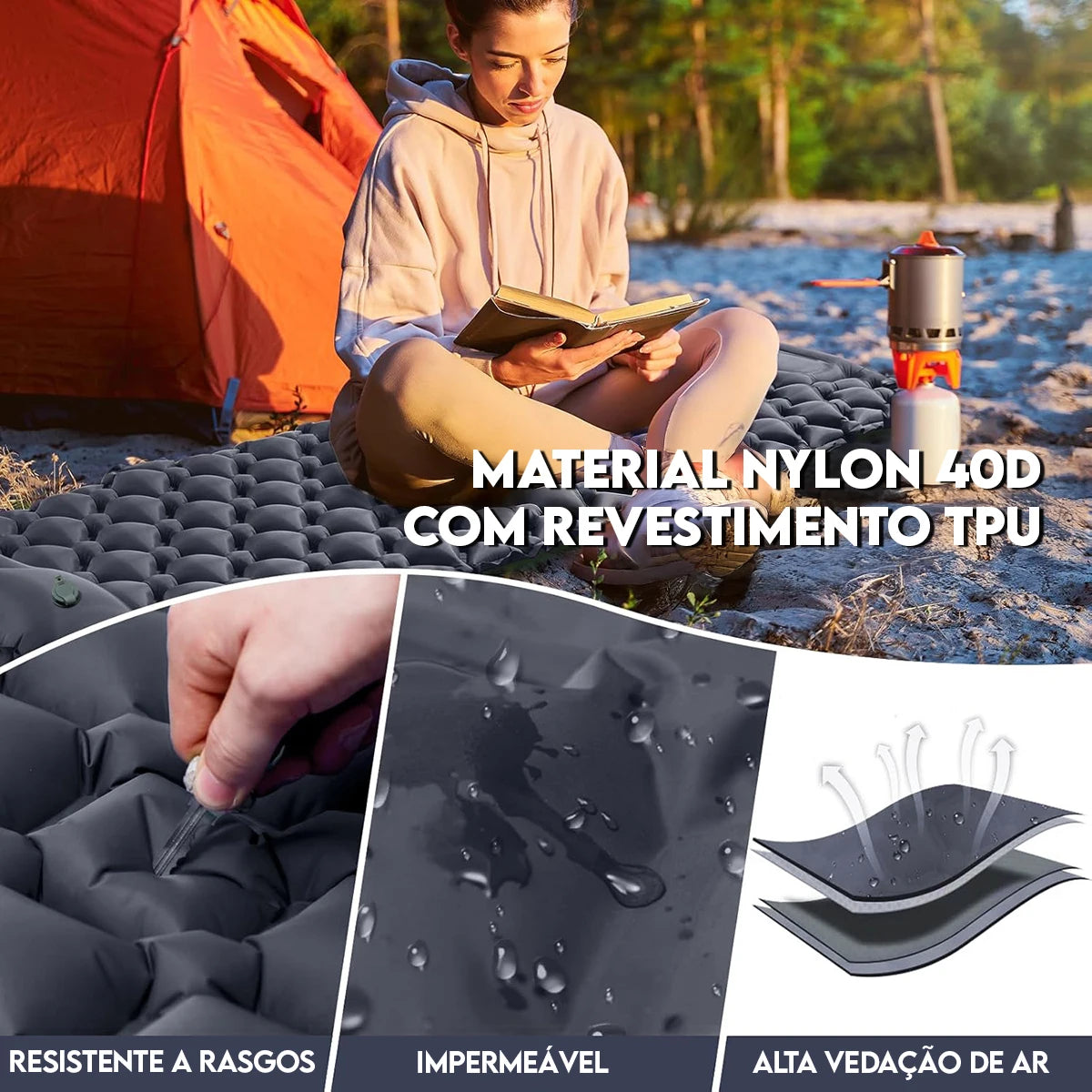 Travesseiro Inflável Portátil para Camping - Conforto e Leveza para suas Aventuras